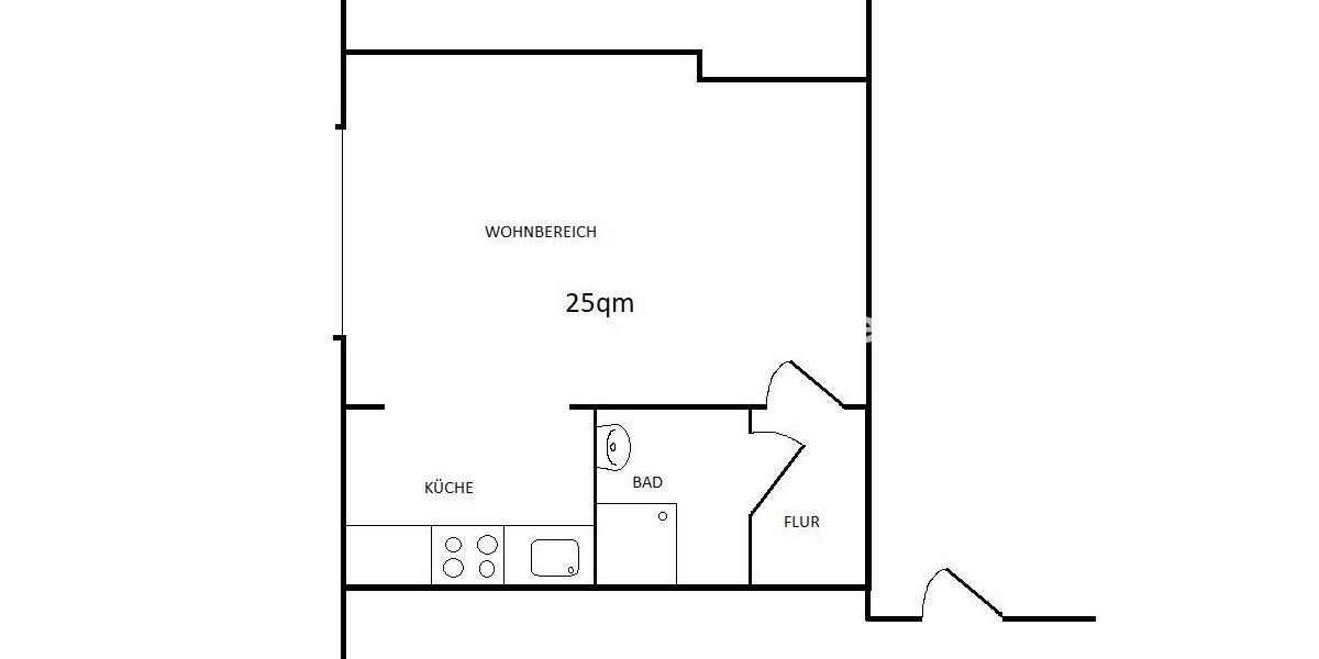 Etagenwohnung Hamburg Uhlenhorst - 1 Zimmer, 24 m&sup2;, 350&euro; | Angebot:24539286
